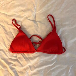 Red triangle bikini top